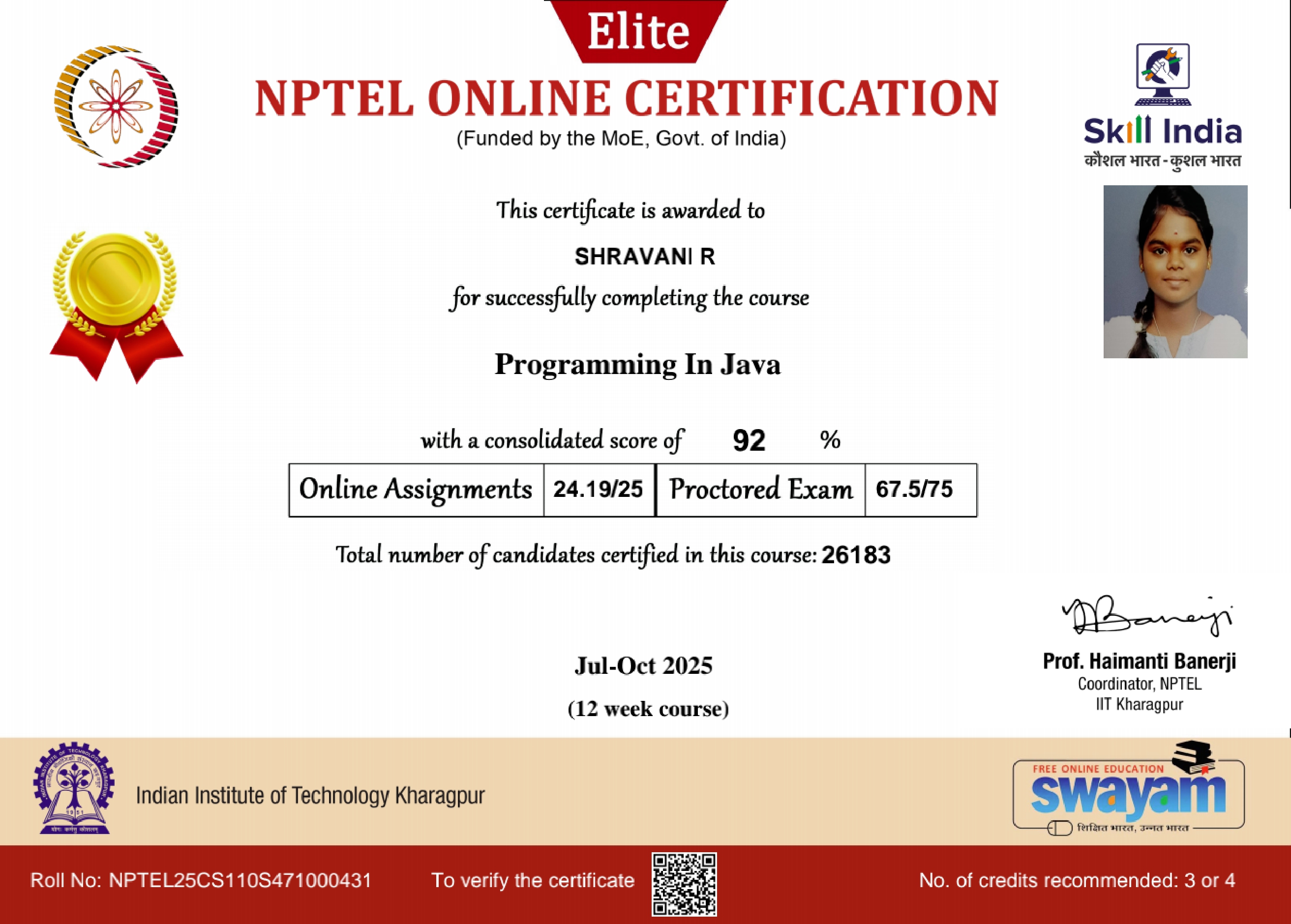 NPTEL Elite Certificate 11